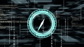 Animation of clock, data processing and binary coding over grid. Global connections, business, cloud computing, digital interface and data processing concept digitally generated video. - Powered by Shutterstock - Get 15% off with code: PIKWIZARD15