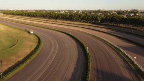 Empty racecourse of San Isidro, Buenos Aires in Argentina. Aerial drone panoramic view