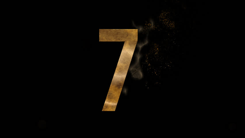 Golden number 7 from particles, numbering, seven, golden numbers, alpha channel