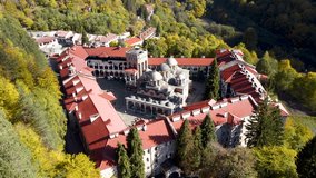Bulgaria. Drone view over the monastery of Saint John of Rila
