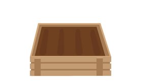 The watering can waters the radish seedlings and it will prostrate. Germination, cultivation of radish in wooden boxes. flat design vector graphic. 2D.