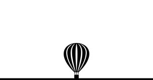 hot air balloon icon or clipart animate clip, black and white clip