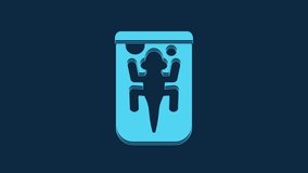 Blue Experimental animal icon isolated on blue background. 4K Video motion graphic animation.