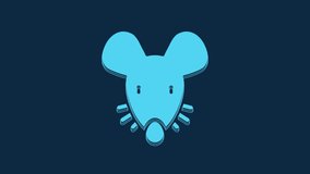 Blue Experimental mouse icon isolated on blue background. 4K Video motion graphic animation.