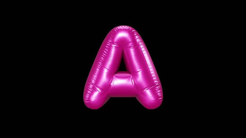 Letter A,realistic beautiful 3d render of cute puffy pink foil balloon,for celebrate event,birthday,anniversary,festive,Isolated Alpha Channel,animation,Modern background,motion design,Loopable,LED 4K