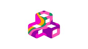 Multi-colored icon cubes with colored spots floating inside. Looped from frame 120 to 839, Alpha BW at the end. In-Out loop - Powered by Shutterstock - Get 15% off with code: PIKWIZARD15