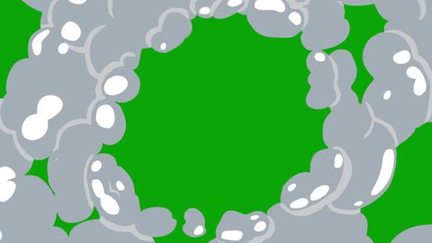 Cartoon smoke explosion on a green screen. Cartoon Smoke dust animation with key color. 4K video – Video có sẵn