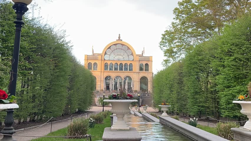 beautiful house with large window in a park, green belt, cologne, germany
