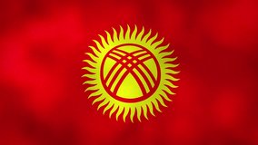 Waving Flag of Kyrgyzstan video background with vintage vignette overlay effect. Realistic Slow Motion