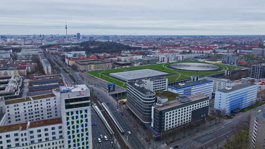 The Velodrom (velodrome)  is one of the largest event halls in Berlin and is also a cycle racetrack , in the Prenzlauer Berg locality of Berlin, Germany . 30 march 2023