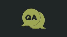 Green Speech bubbles with Question and Answer icon isolated on black background. Q and A symbol. FAQ sign. Chat speech bubble and chart. 4K Video motion graphic animation.