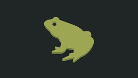 Green Frog icon isolated on black background. Animal symbol. 4K Video motion graphic animation.