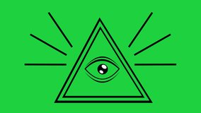 third eye icon animation blinking, on a green chroma key background