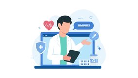 Doctor and patients. Online doctor consultation animation explainer. 4k Video - Powered by Shutterstock - Get 15% off with code: PIKWIZARD15