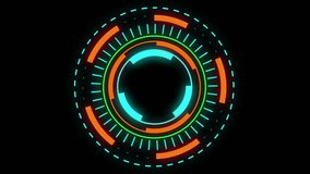 HUD futuristic blue, orange, and green HUD motion graphics animation in black screen 4k footage. - Powered by Shutterstock - Get 15% off with code: PIKWIZARD15