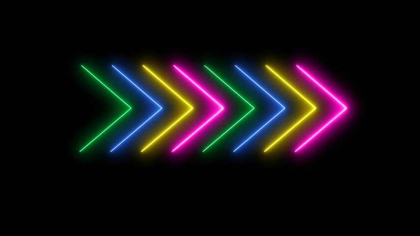 Abstarct color arows glow neon background lights 4K.