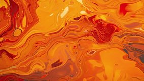 Abstract orange liquid background, colored fluid flow motion video with dissolving effect for business purpose