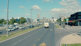 Aerial video recording of an urban road in the city of Tel Aviv in Israel.
