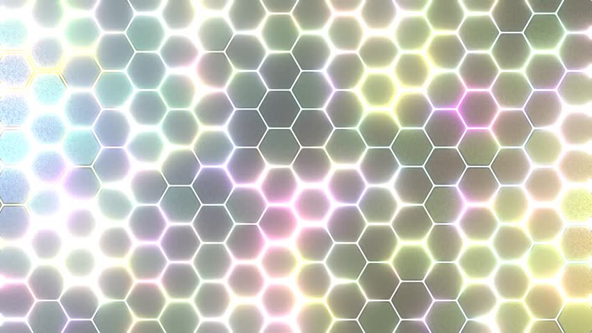 Looping background pattern. Hexagons morping into cicles. Energy Shield. High-tech. Cyberpunk. Science fiction.  Royalty-Free Stock Footage #1103271847