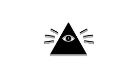 Black Masons symbol All-seeing eye of God icon isolated on white background. The eye of Providence in the triangle. 4K Video motion graphic animation.