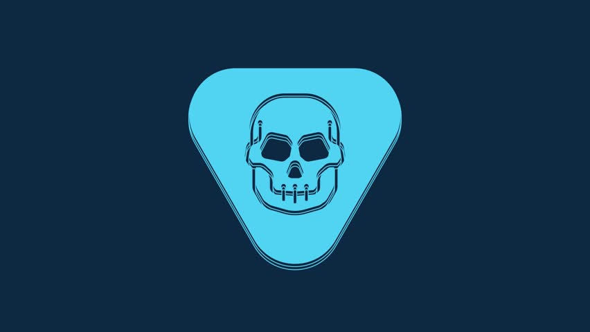 Blue Guitar pick icon isolated on blue background. Musical instrument. 4K Video motion graphic animation.