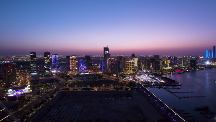 Lusail `Qatar Skyline at Blue Hour 2 Royalty-Free Stock Footage #1103277265