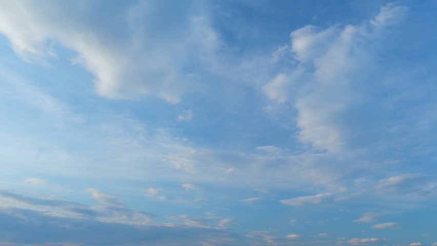 Clouds with blue light blue sky in horizon. No birds and free of defects. Cloudscape nature background texture. Time lapse. Royalty-Free Stock Footage #1103278479