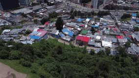 Video recorded with a drone in 4k with camera movement with a view of the La Paz neighborhood towards the center of the city.