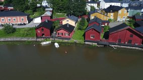 Flying over the old Porvoo embankment on a July afternoon. Finland