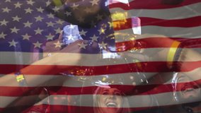 Animation of 4th of july text over flag of united states of america. American independence day, tradition and celebration concept digitally generated video.
