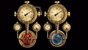 Pressure gauges with steampunk levels