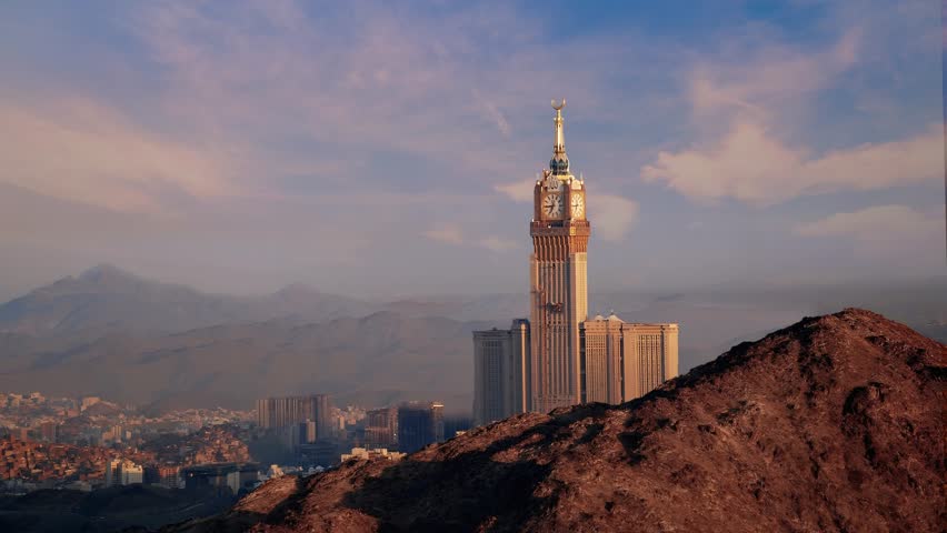 Timelapse view of clock tower Makkah  Saudi Arabia Royalty-Free Stock Footage #1103300103