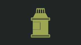 Green Paint, gouache, jar, dye icon isolated on black background. 4K Video motion graphic animation.