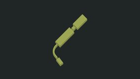 Green Bicycle air pump icon isolated on black background. 4K Video motion graphic animation.