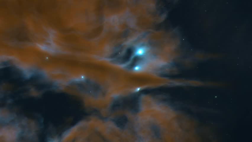 Brown and Blue Dust Clouds of a Space Nebula