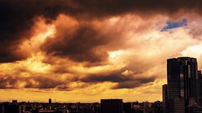 Video of sky, clouds, city and buildings, daytime