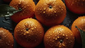 Vitamin C Boost: 4K Close-up of Glistening Oranges