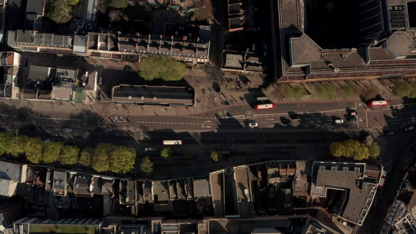 Top down aerial shot over upper street Angel
