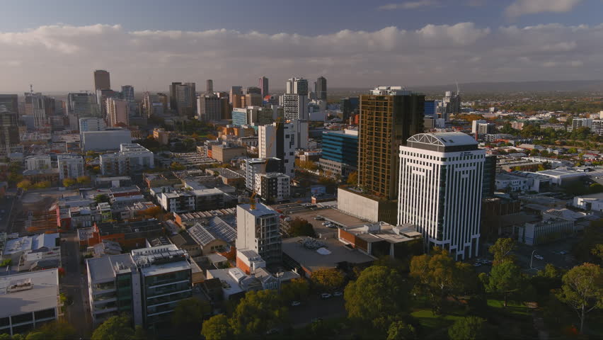 Adelaide City South Australia Aerial Tracking of Skyline Royalty-Free Stock Footage #1103351867