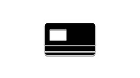 Black Credit card icon isolated on white background. Online payment. Cash withdrawal. Financial operations. Shopping sign. 4K Video motion graphic animation.