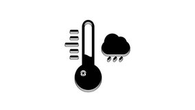 Black Meteorology thermometer measuring icon isolated on white background. Thermometer equipment showing hot or cold weather. 4K Video motion graphic animation.