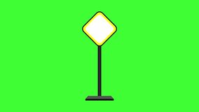 Animated footage of a traffic sign, with a green screen background.