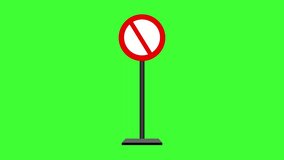 Animated footage of a traffic sign, with a green screen background.