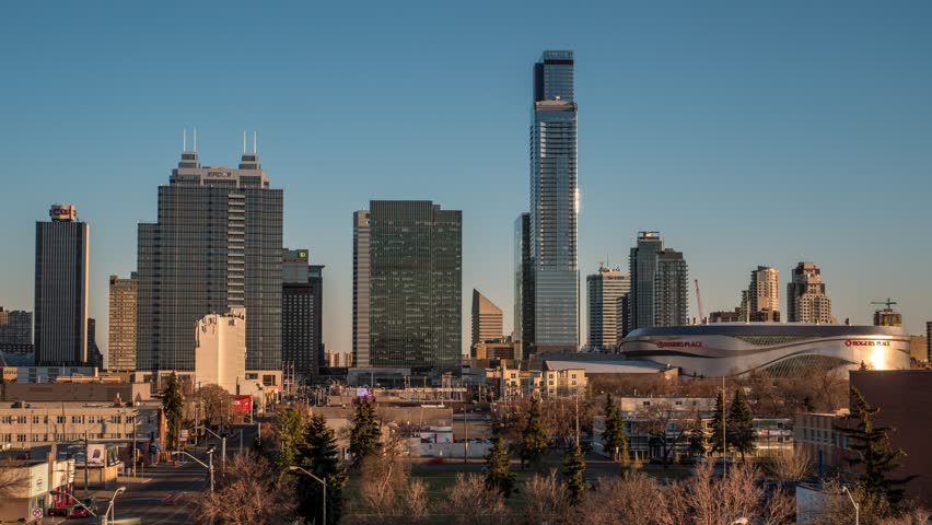 Timelapse of downtown Edmonton at sunset