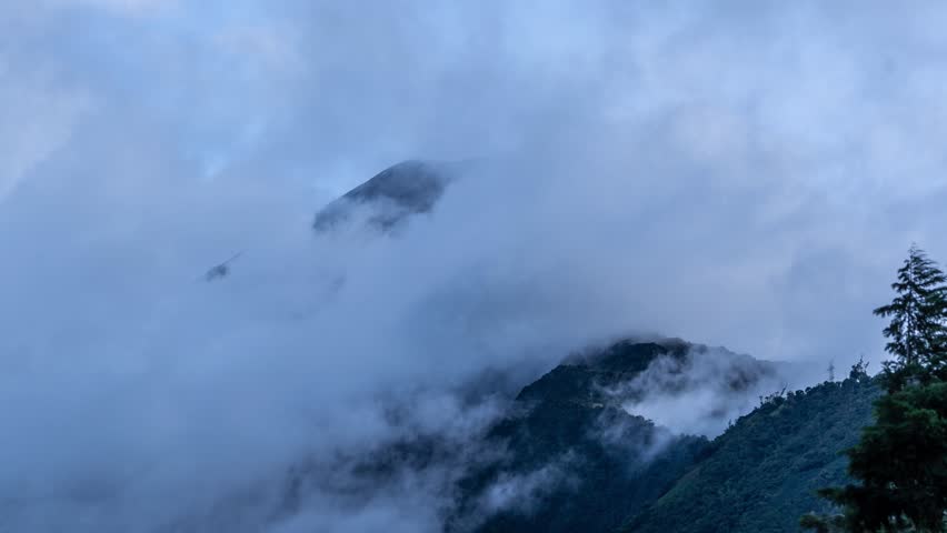 Timelapse footage of eautiful volcanoes in the city of Banos, Ecuador. Amazing sunset.