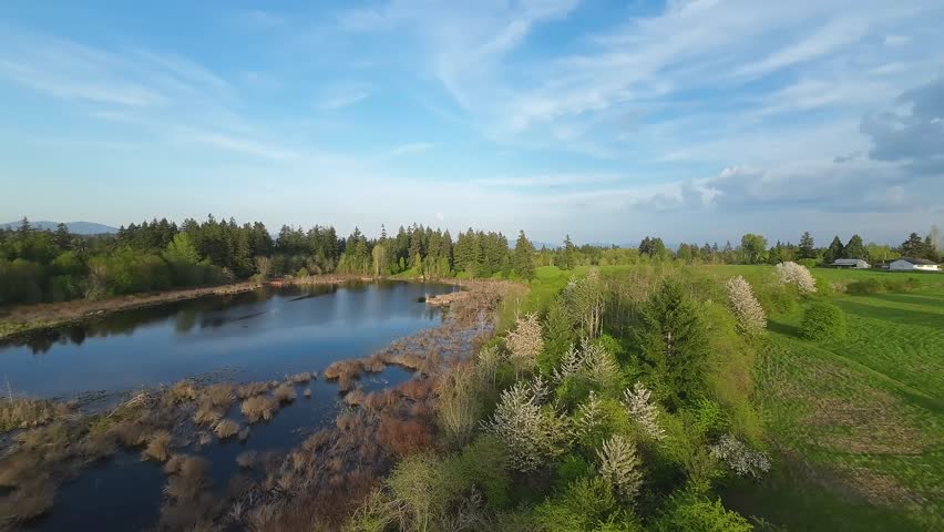 Aerial Drone Footage Flying Over Clark Lake