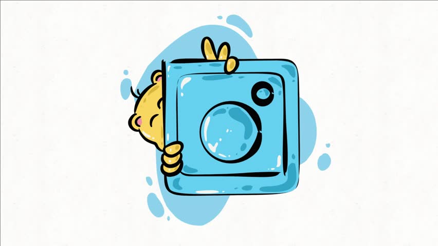 Instagram icon cartoon animation. Perfect for commercial video elements, camera icons, footage, cartoon videos, Instagram themed footage, presentations and more