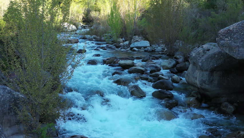 Mountain river with blue water, Maule river, Chile