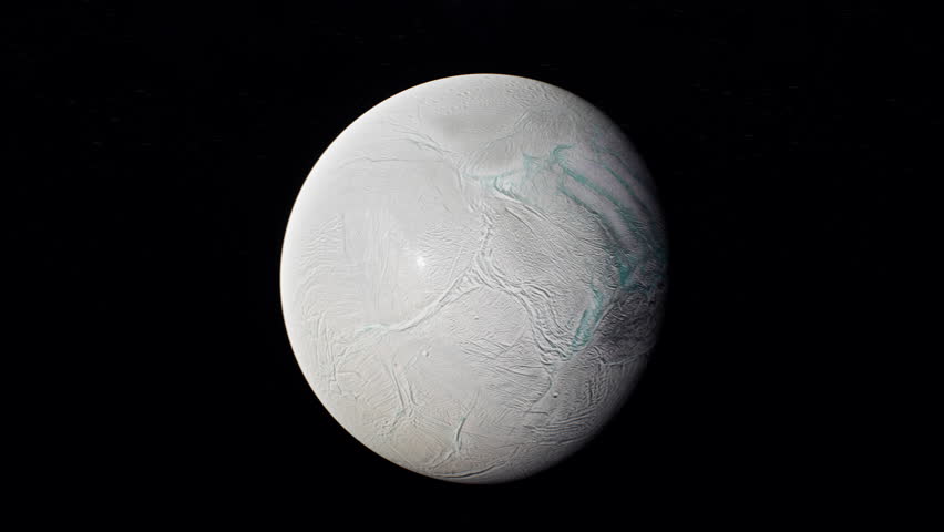 Enceladus, Saturn's sixth largest moon And Saturn Royalty-Free Stock Footage #1103382813