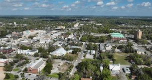 2023 winter aerial drone video of Deland, Florida	